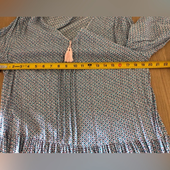 Lucky brand|Comfy pale blue geometric print long sleeve sleep shirt •••Large - Picture 9 of 10